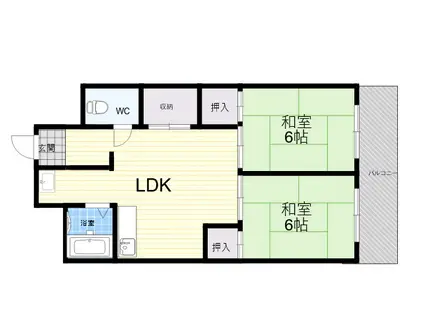 加島第3マンション(2LDK/3階)の間取り写真