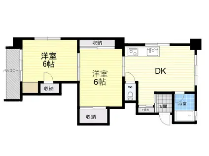 新光マンション(2DK/4階)の間取り写真