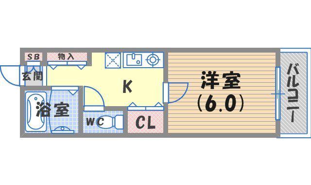 香枦園桜ハイツ(1K/2階)の間取り写真
