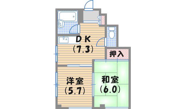 サンパレス21門戸(2DK/2階)の間取り写真