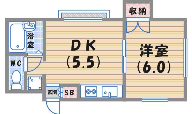 浜口ハイツ(1DK/2階)の間取り写真