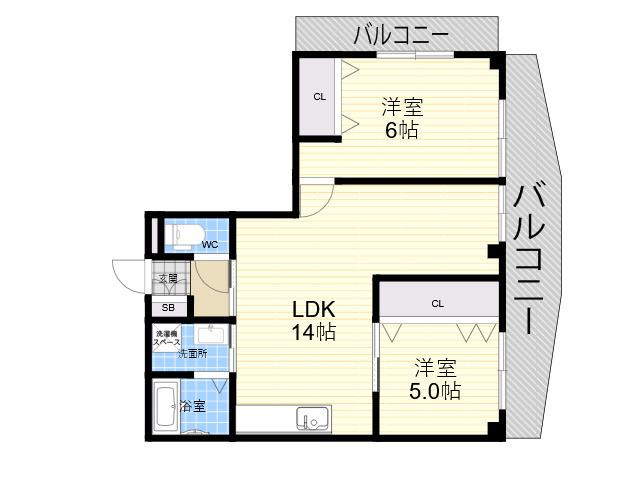 ハイローズガーデンⅡ(2LDK/3階)の間取り写真