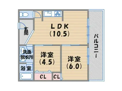 ハイツ相生(2LDK/2階)の間取り写真