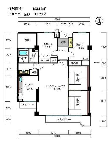 白鷹松下町マンション(3LDK/4階)の間取り写真