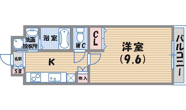 コンフィールド門戸(1K/2階)の間取り写真