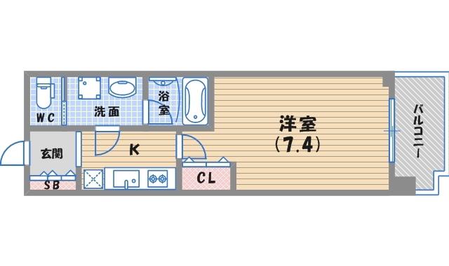 フルール西宮北口(1K/3階)の間取り写真
