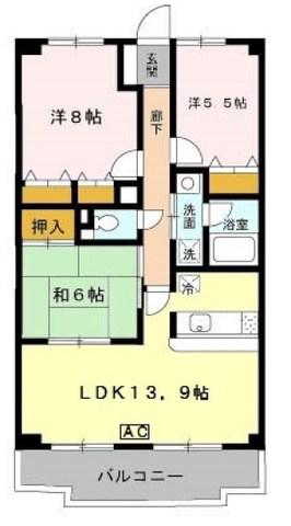 グランドール(3LDK/2階)の間取り写真