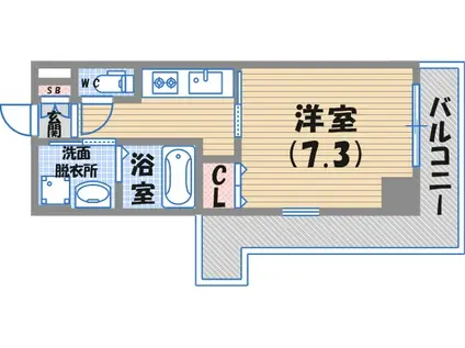 西宮北口プライマリーワン(1K/4階)の間取り写真