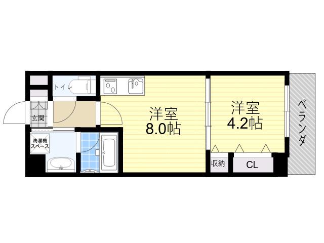 西宮北口プライマリーワン(1LDK/7階)の間取り写真