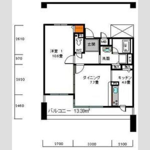 白鷹苦楽園マンション(1LDK/5階)の間取り写真