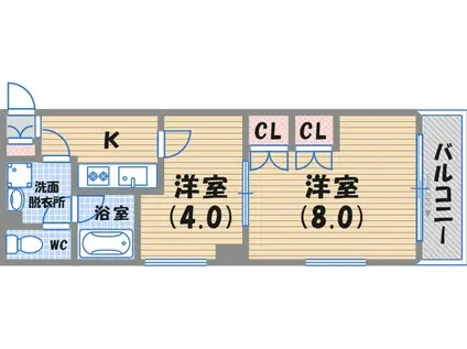 アルテシアン夙川(2K/3階)の間取り写真