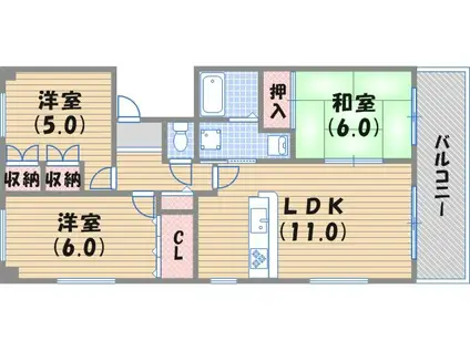 パティオ協和(3LDK/3階)の間取り写真