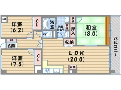 夙川リンデンハイム(3LDK/5階)の間取り写真