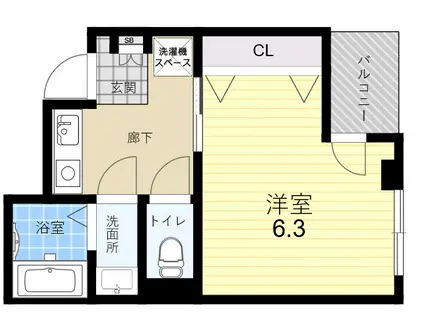 トップシードOKADA(1K/3階)の間取り写真