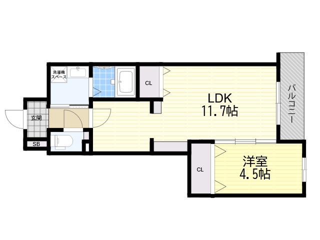 ドルチェヴィータ西宮(1LDK/2階)の間取り写真