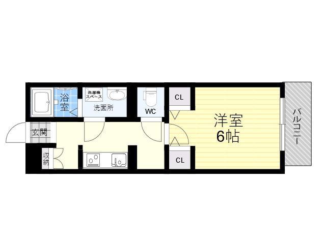 MONASO甲子園口(1K/1階)の間取り写真