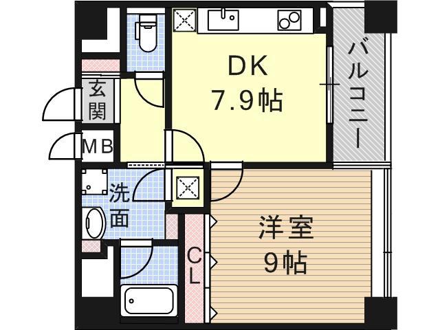 西宮アネックス(1DK/3階)の間取り写真