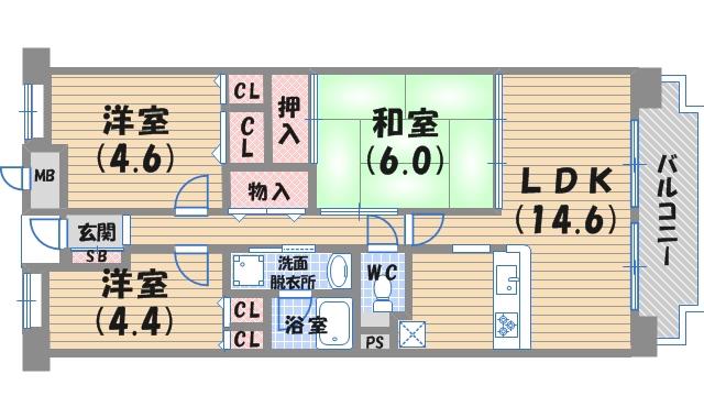 NTPRレジデンス甲子園四番町(3LDK/3階)の間取り写真
