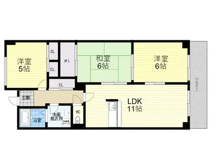 ヴェルドミール カミロク(3LDK/1階)の間取り写真