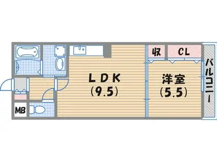 ルノン瓦林(1LDK/3階)の間取り写真