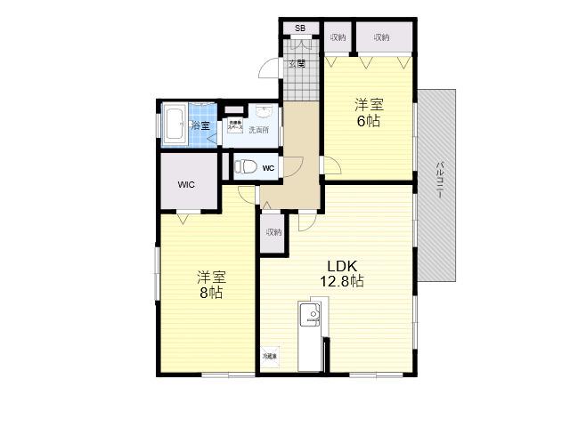 クラシコ段上(2LDK/2階)の間取り写真