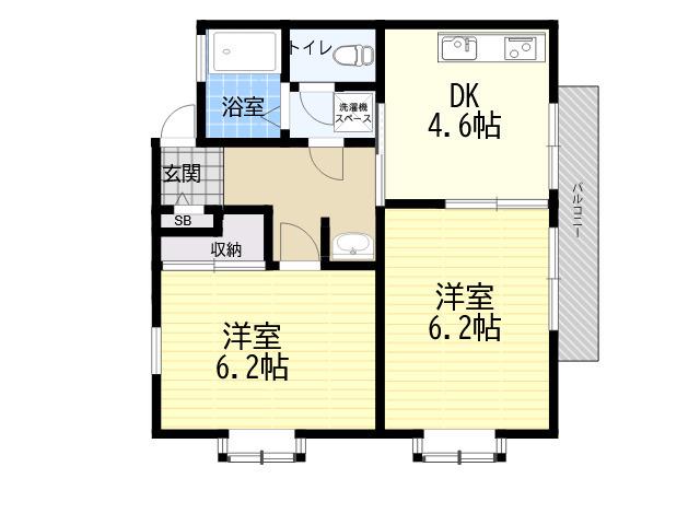 クラシス西宮門戸(1LDK/2階)の間取り写真