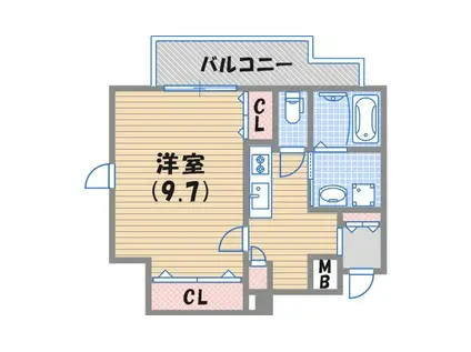 マテリアル甲東園(1K/3階)の間取り写真