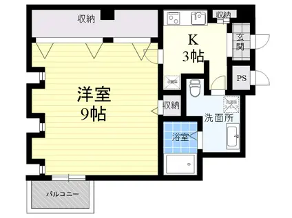 マテリアル甲東園(1K/6階)の間取り写真