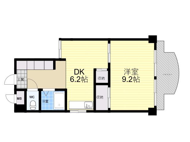 メゾンドラミエ(1DK/2階)の間取り写真