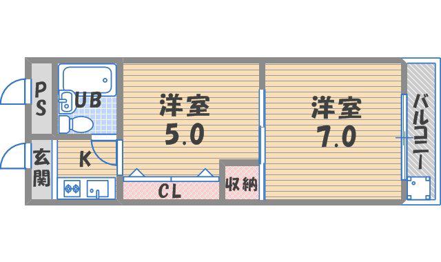 アルカディアマーユ(2K/3階)の間取り写真