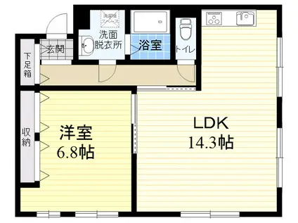 メゾン上甲東園(1LDK/1階)の間取り写真