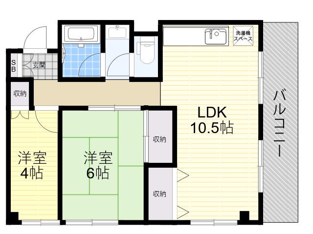 メゾン上甲東園(2LDK/2階)の間取り写真