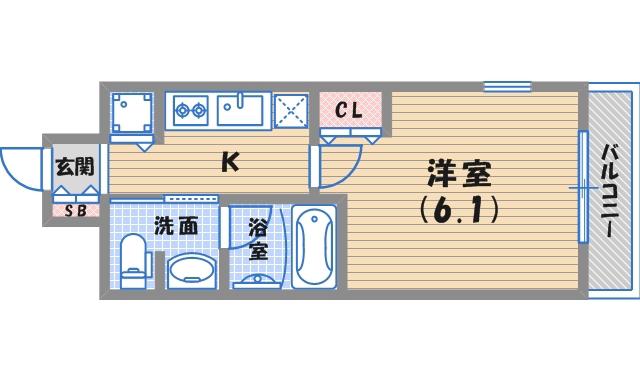 エスリード西宮北口第2(1K/8階)の間取り写真