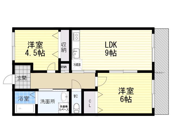 タカソウハイツ河原(2LDK/2階)の間取り写真