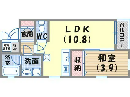 シェル プール5(1LDK/3階)の間取り写真