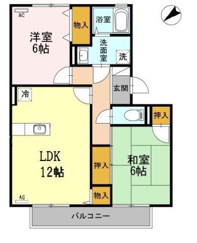 アビタシオン仁川2(2LDK/2階)の間取り写真