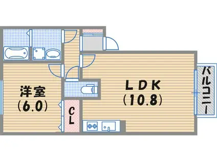 クレスト西宮東(1LDK/1階)の間取り写真