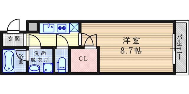 フジパレス夙川江上町(1K/2階)の間取り写真