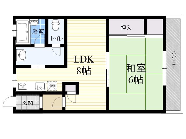 ふじマンション(1LDK/1階)の間取り写真