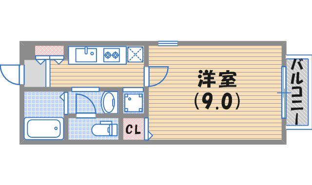リタフラッツ C棟(1K/2階)の間取り写真