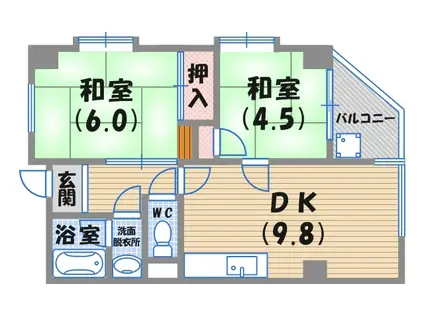 西宮パールハイツ(2DK/2階)の間取り写真
