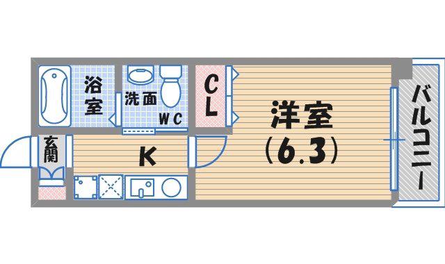 ダイドーメゾン阪神西宮駅前(1K/4階)の間取り写真