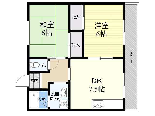 甲陽マンション(2DK/2階)の間取り写真