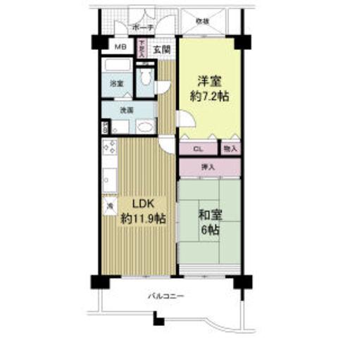 KDXレジデンス夙川ヒルズ 1番館(2LDK/3階)の間取り写真