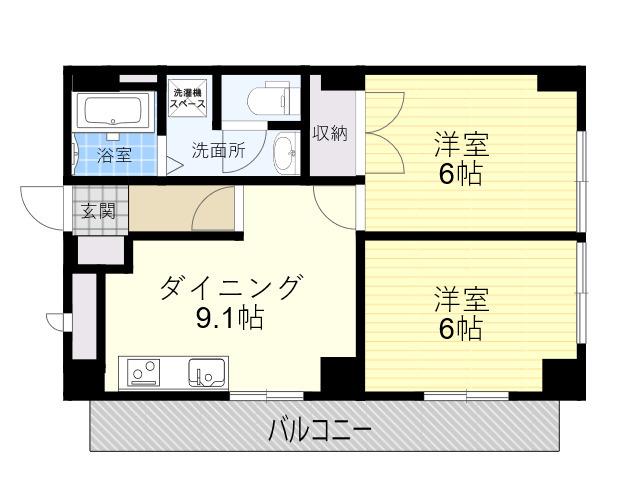 KSCOURT甲東園(2DK/2階)の間取り写真