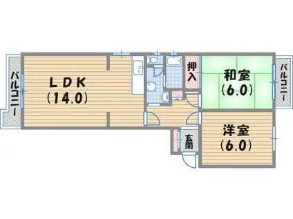中脇マンション(2LDK/2階)の間取り写真