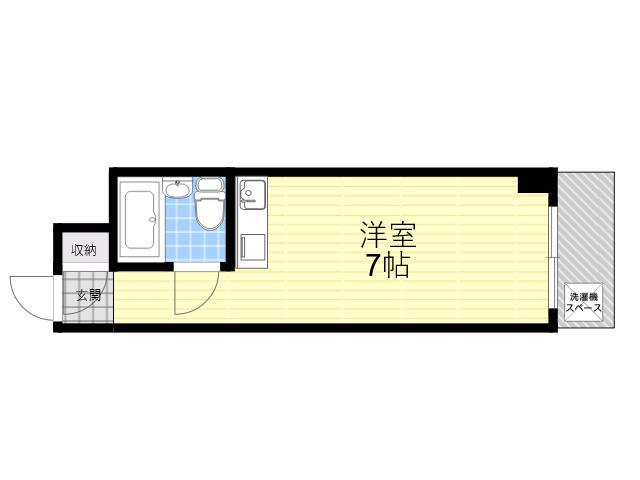 ロワイヤル北野(ワンルーム/4階)の間取り写真