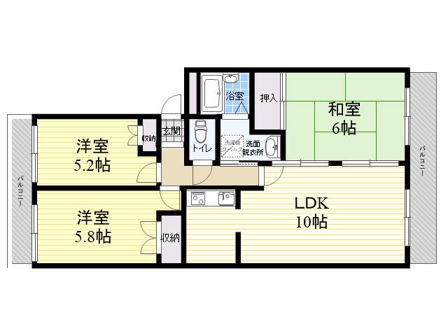 ソレーユ西宮(3LDK/1階)の間取り写真