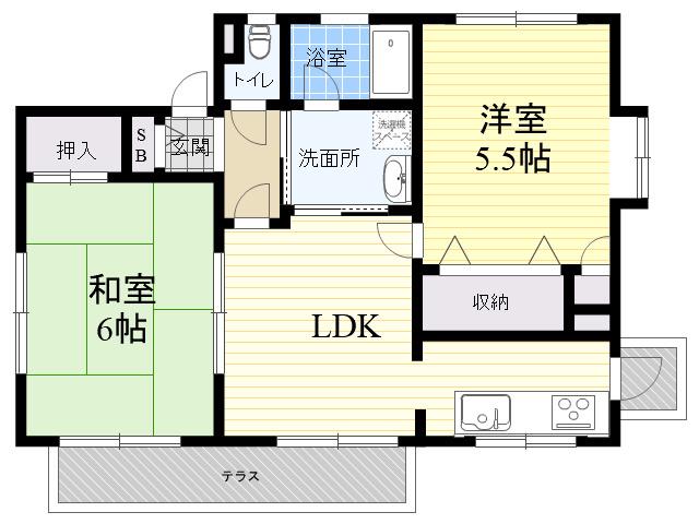 アイビー館(2LDK/1階)の間取り写真