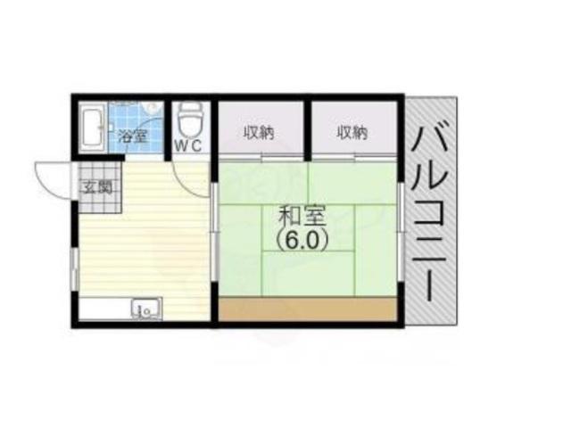 フタミハイツ(1DK/6階)の間取り写真
